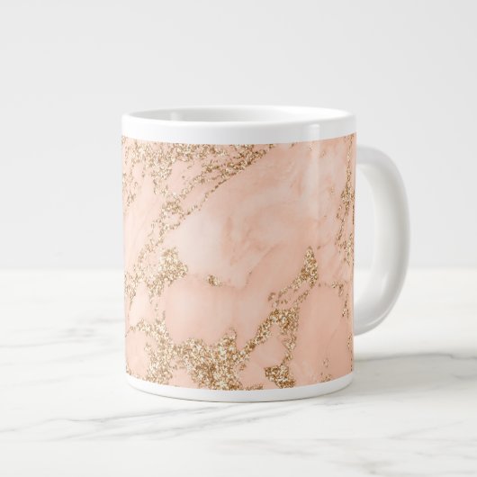 Rose Gold Glitzer Marmor abstrakt Jumbo-Tasse (Vorderseite Rechts)