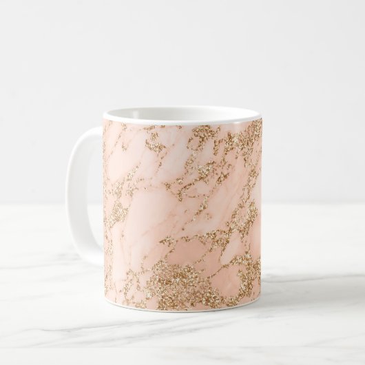 Rose Gold Glitzer Marmor abstrakt Kaffeetasse (Vorderseite Links)