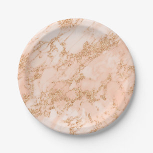 Rose Gold Glitzer Marmor abstrakt Pappteller