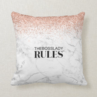 Rose Gold Glitzer Marmor Boss Lady Name Kissen