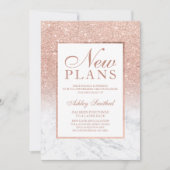 Rose Gold Glitzer Marmor elegante neue Pläne Einladung (Vorderseite)