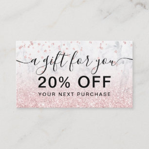 Rose Gold Glitzer Marmor Funkeln Konfetti Geschenk Rabattkarte