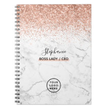 Rose Gold Glitzer Marmor Logo Ihr Name Boss Lady