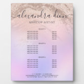 Rose Gold Glitzer Marmor Makeup Künstler Dienstlei Fotoplatte (Vorderseite)