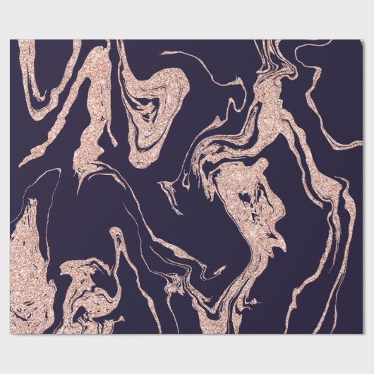 Rose Gold Glitzer Marmor Muster blau Geschenkpapier (Flach)