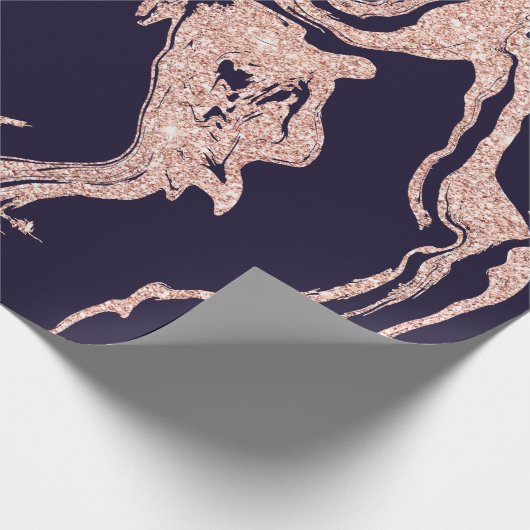 Rose Gold Glitzer Marmor Muster blau Geschenkpapier (Ecke)