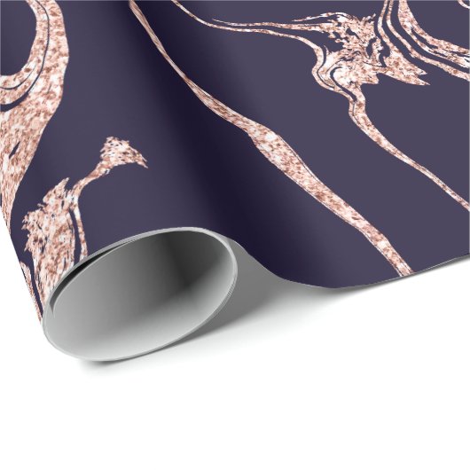Rose Gold Glitzer Marmor Muster blau Geschenkpapier (Rolleneckpunkt)