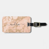 Rose Gold Glitzer Marmor, Name des schwarzen Skrip Gepäckanhänger (Vorderseite horizontal)