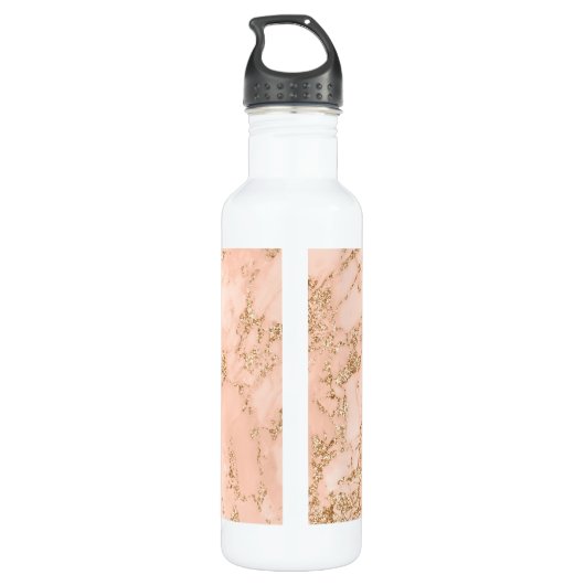 Rose Gold Glitzer Marmor, Skriptname für Monogramm Edelstahlflasche (Rückseite)