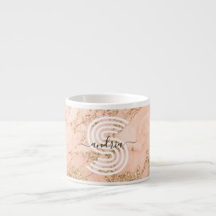 Rose Gold Glitzer Marmor, Skriptname für Monogramm Espressotasse