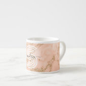 Rose Gold Glitzer Marmor, Skriptname für Monogramm Espressotasse (Vorderseite Rechts)