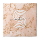 Rose Gold Glitzer Marmor, Skriptname für Monogramm Fliese (Vorderseite)