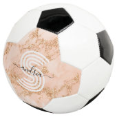Rose Gold Glitzer Marmor, Skriptname für Monogramm Fußball (Dreiviertel)