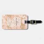 Rose Gold Glitzer Marmor, Skriptname für Monogramm Gepäckanhänger (Vorderseite horizontal)