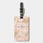 Rose Gold Glitzer Marmor, Skriptname für Monogramm Gepäckanhänger (Vorderseite vertikal)