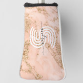 Rose Gold Glitzer Marmor, Skriptname für Monogramm Golf Headcover (Rotieren 90)