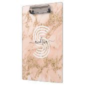 Rose Gold Glitzer Marmor, Skriptname für Monogramm Klemmbrett (Links)