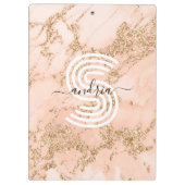 Rose Gold Glitzer Marmor, Skriptname für Monogramm Klemmbrett (Rückseite)