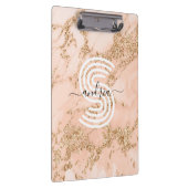 Rose Gold Glitzer Marmor, Skriptname für Monogramm Klemmbrett (Rechts)