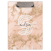 Rose Gold Glitzer Marmor, Skriptname für Monogramm Klemmbrett (Vorderseite)