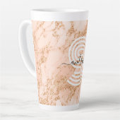 Rose Gold Glitzer Marmor, Skriptname für Monogramm Milchtasse (Linke Ecke)