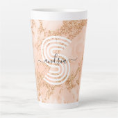 Rose Gold Glitzer Marmor, Skriptname für Monogramm Milchtasse (Vorderseite)