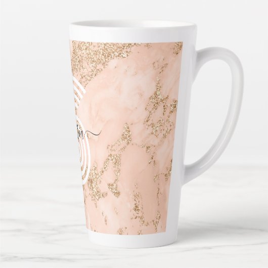 Rose Gold Glitzer Marmor, Skriptname für Monogramm Milchtasse (Rechts)