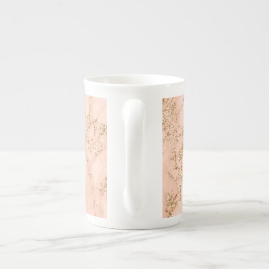 Rose Gold Glitzer Marmor, Skriptname für Monogramm Porzellantasse (Rückseite)