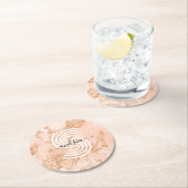 Rose Gold Glitzer Marmor, Skriptname für Monogramm Runder Pappuntersetzer (Vor Ort)