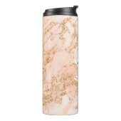 Rose Gold Glitzer Marmor, Skriptname für Monogramm Thermosbecher (Nach links gedreht)
