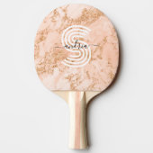 Rose Gold Glitzer Marmor, Skriptname für Monogramm Tischtennis Schläger (Rückseite)