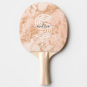Rose Gold Glitzer Marmor, Skriptname für Monogramm Tischtennis Schläger (Vorderseite)