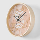Rose Gold Glitzer Marmor, Skriptname für Monogramm Uhr (Winkel)