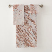 Rose Gold Glitzer Marmor Swirl Stone  Badhandtuch Set (Insitu)
