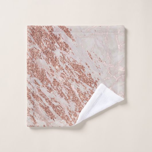 Rose Gold Glitzer Marmor Swirl Stone  Badhandtuch Set (Waschlappen)