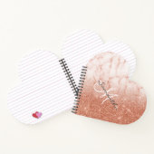 Rose Gold Glitzer Marmormonogramm Herz Notizblock (Innenseite)