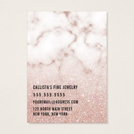 Rose Gold Glitzer Marmorohrringe Display Card (Rückseite)