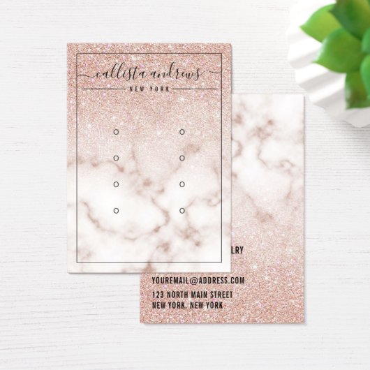 Rose Gold Glitzer Marmorohrringe Display Card (Schreibtisch)