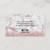 Rose Gold Glitzer Marmorsäulenfische Tropfen Visitenkarte (Rückseite)