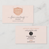 Rose Gold Glitzer Maske mit Designerpink Visitenkarte (Vorne/Hinten)