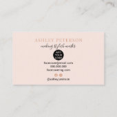 Rose Gold Glitzer Maske mit Designerpink Visitenkarte (Rückseite)