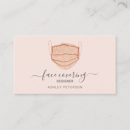 Rose Gold Glitzer Maske mit Designerpink Visitenkarte (Vorderseite)