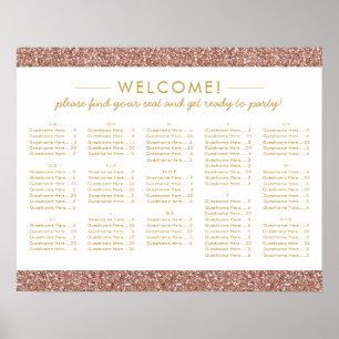 Rose Gold Glitzer Med Alphabetisches Segel Chart Poster