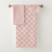 Rose Gold Glitzer Mermaid Scales Badhandtuch Set (Insitu)