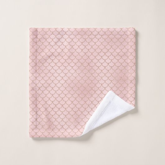 Rose Gold Glitzer Mermaid Scales Badhandtuch Set (Waschlappen)