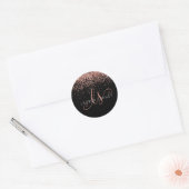 Rose Gold Glitzer Metal Monogram Glam Name Runder Aufkleber (Umschlag)
