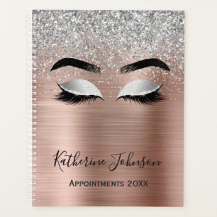Rose Gold Glitzer Metallbeauty Salon Lashes 2024 Planer