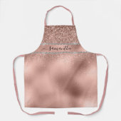 Rose Gold Glitzer Metallic Diamant Bling Monogramm Schürze (Vorderseite)