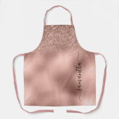 Rose Gold Glitzer Metallic Handgeschriebenes Monog Schürze (Vorderseite)