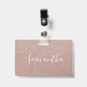 Rose Gold Glitzer Metallic Hübsch Girly Funkelnd Ausweis (Vorderseite mit Clip)